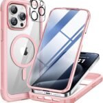 iPhone 15 Pro Max 360° Protection Case [PINK] : Front Screen + Back Cover + Camera Protector