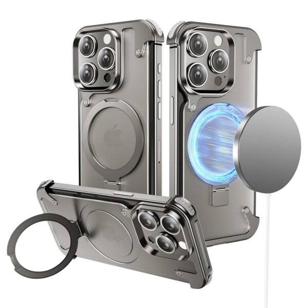 iPhone 15 Series: Frameless Armoured Case with Kickstand