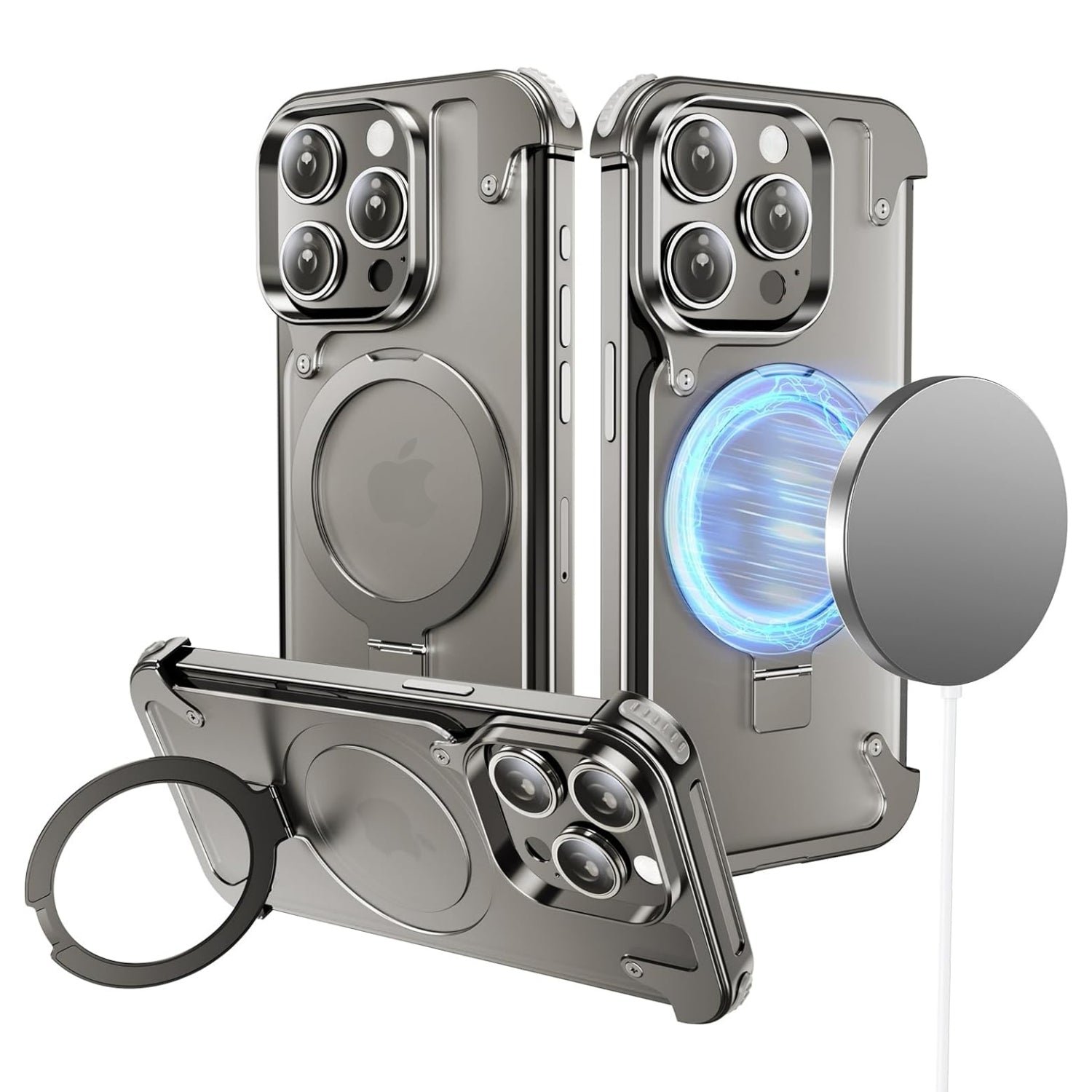iPhone 15 Series: Frameless Armoured Case with Kickstand