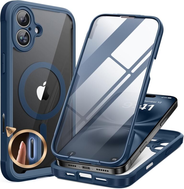 iPhone 16 360° Protection Case [BLUE] : Front Screen + Back Cover + Camera Protector
