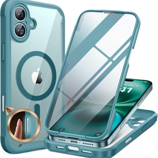 iPhone 16 360° Protection Case [GREEN] : Front Screen + Back Cover + Camera Protector