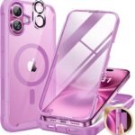 iPhone 16 360° Protection Case [PINK] : Front Screen + Back Cover + Camera Protector