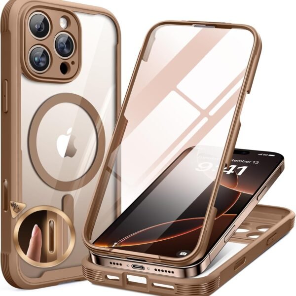 iPhone 16 Pro Max 360° Protection Case [DESERT] : Front Screen + Back Cover + Camera Protector
