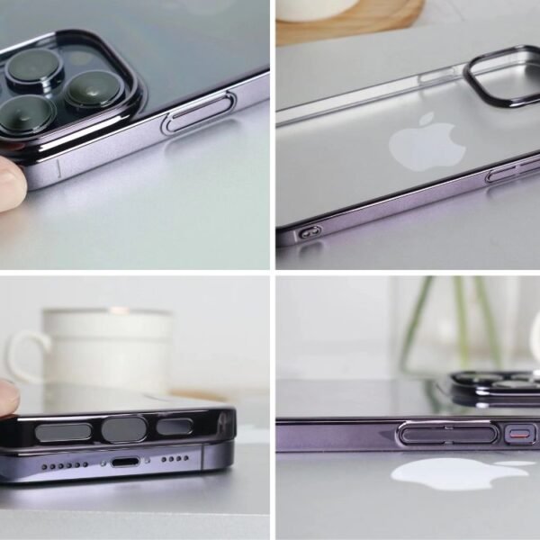 iPhone 14 Pro Cover - Glass Case with Electroplated Chrome Finish Edges